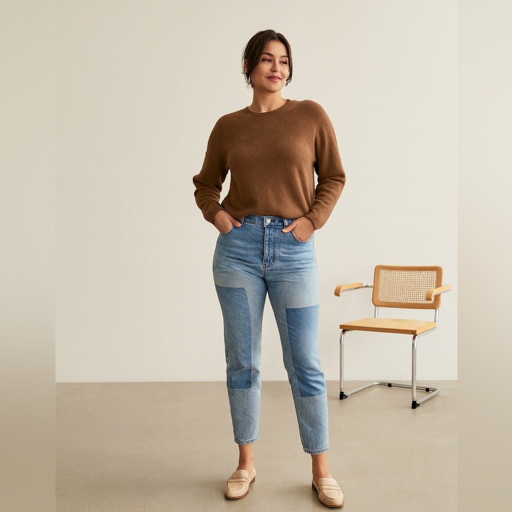 Everlane The Curvy 90s Cheeky Straight Jean Patchwork Light Wash Size 24 Regular